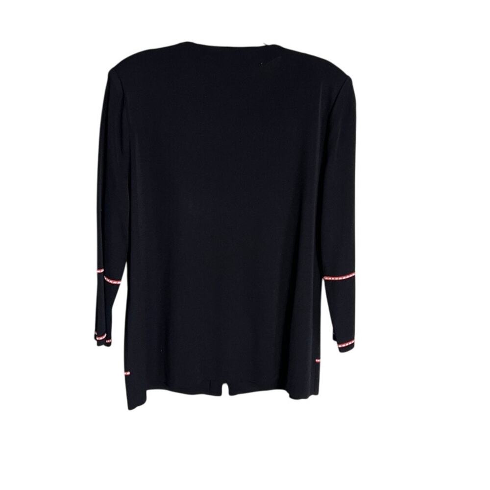 Misook Zip Front Cardigan Sweater Black Coral Pink Trim Long Sleeve Black Large - Picture 7 of 8